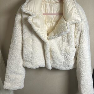 Michael Kors Cream Sherpa Puffer Jacket